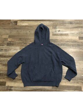 Edikted Womens Medium Blue Knitted Hit Hoodie Sweatshirt Pullover